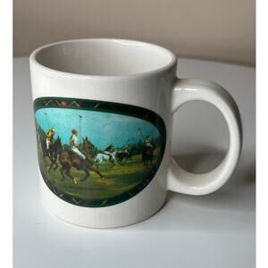Vintage RARE Ralph Lauren Polo Match Coffee Mug Horse Equestrian Scene